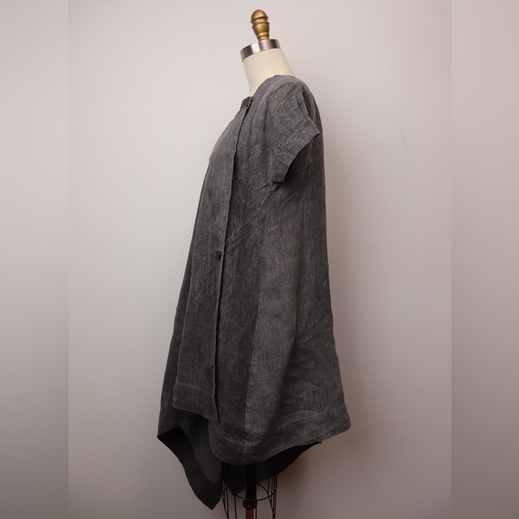 Forme D'expression Italian Made Linen Short Sleeve Tunic Top - Picture 8 of 14